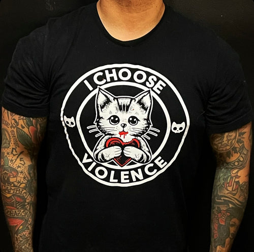 I choose violence men's kitty cat tee by pinky star