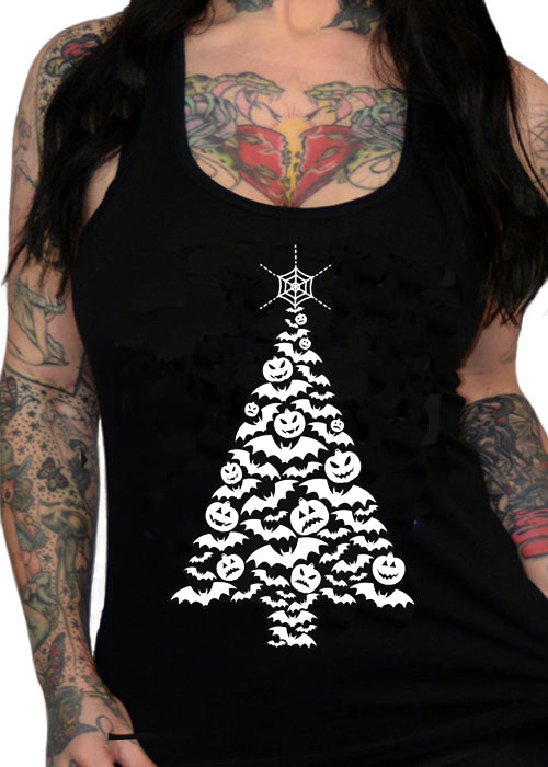 Halloween Christmas tree holiday tee by pinky star