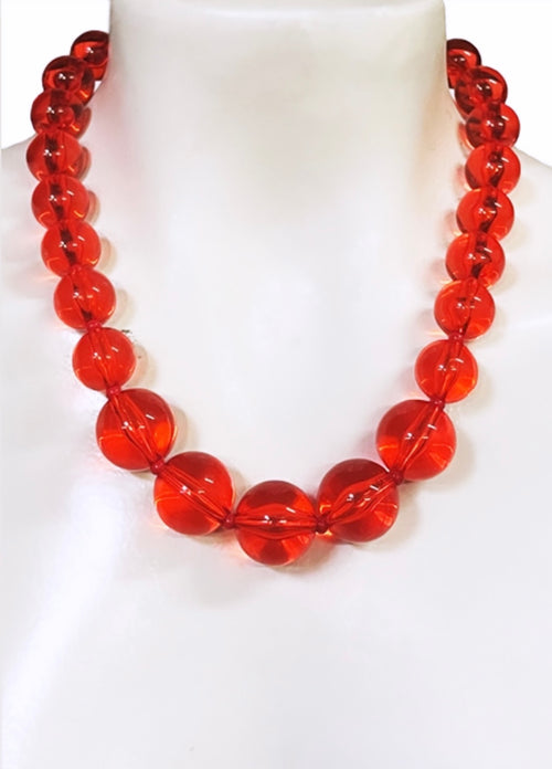 Lucent Clear Red Bauble Necklace by Pinky Star
