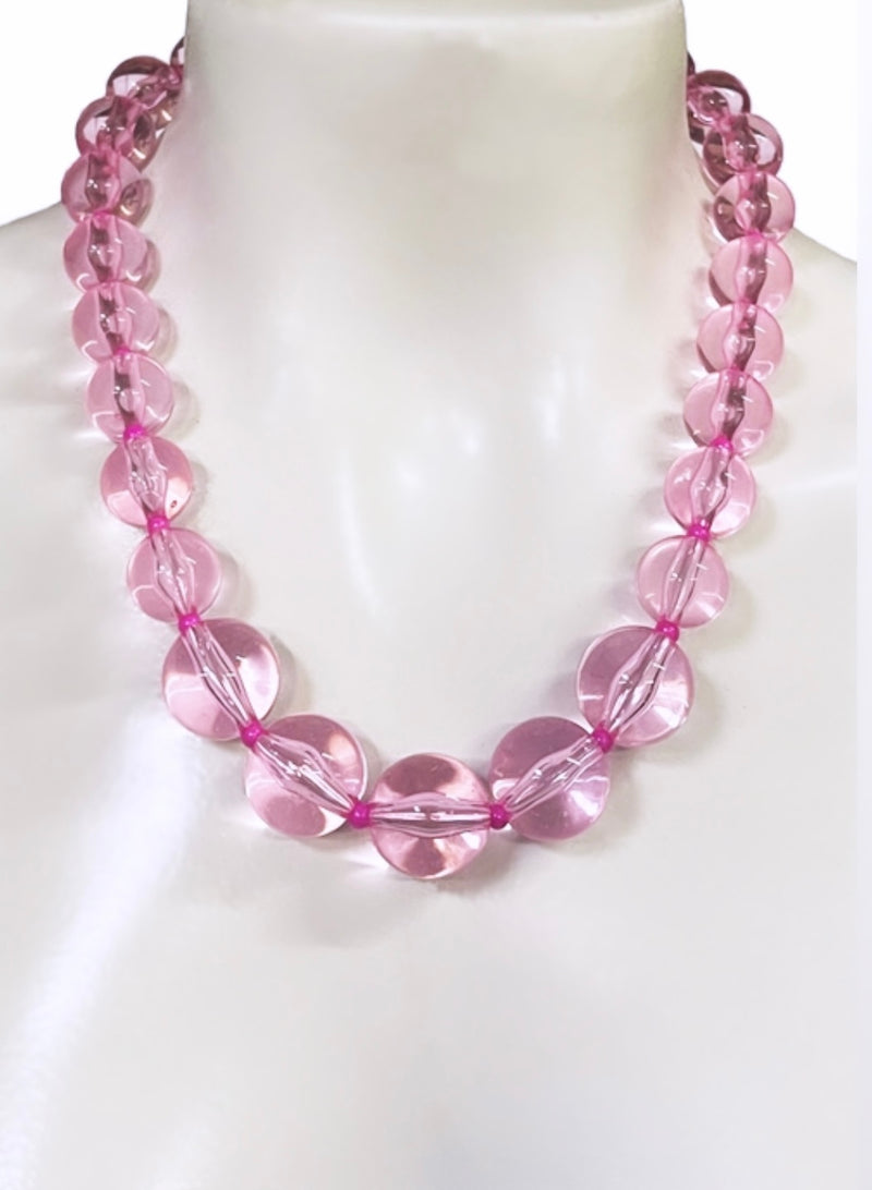 Lucent Pink Bauble Necklace by Pinky Star