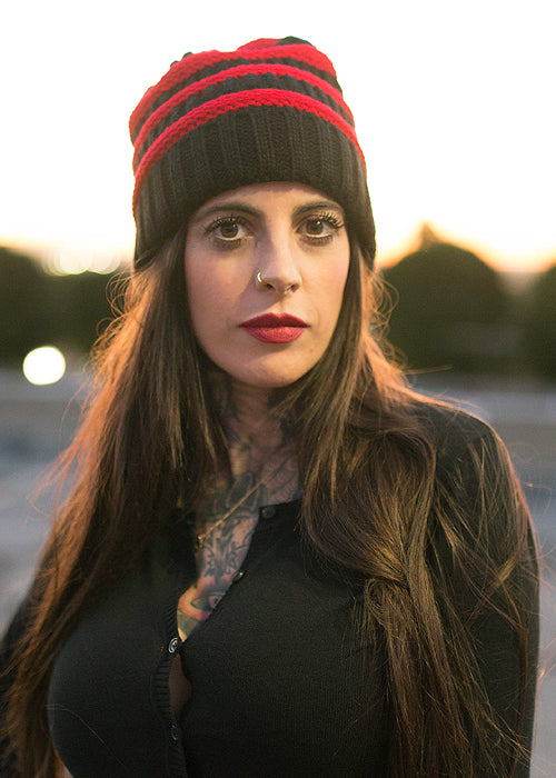 Black and Red Beanie