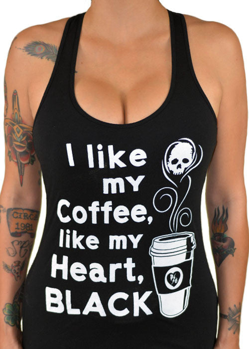 I Like My Coffee Like My Heart, Black Tank Top