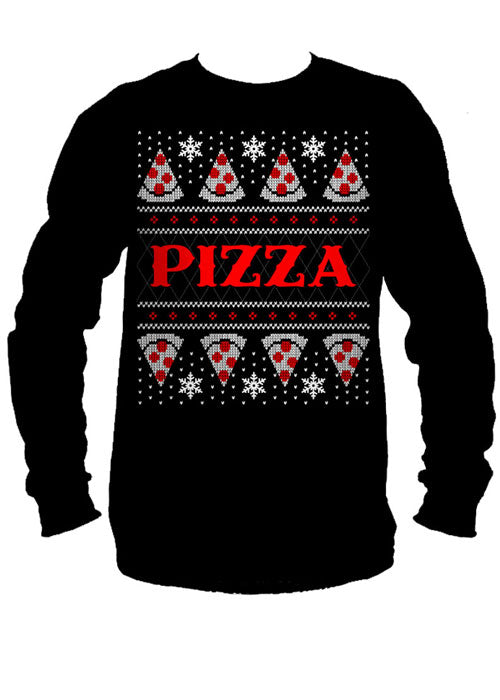 Pizza Ugly Christmas Sweater Long Sleeve Tee