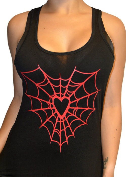 Heart web tank top - pinky star