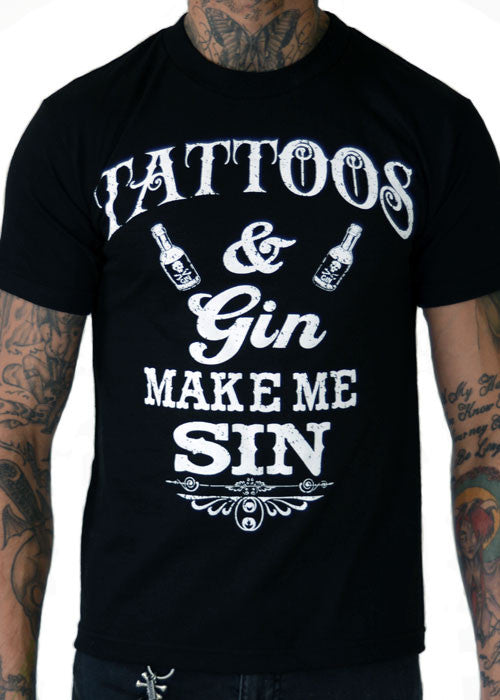 Tattoos & Gin Make Me Sin Men's Tee