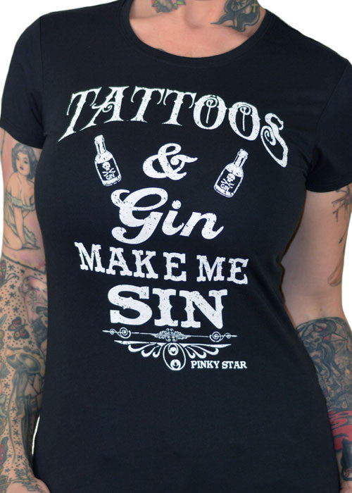 Tattoos N Gin Make Me Sin Tee