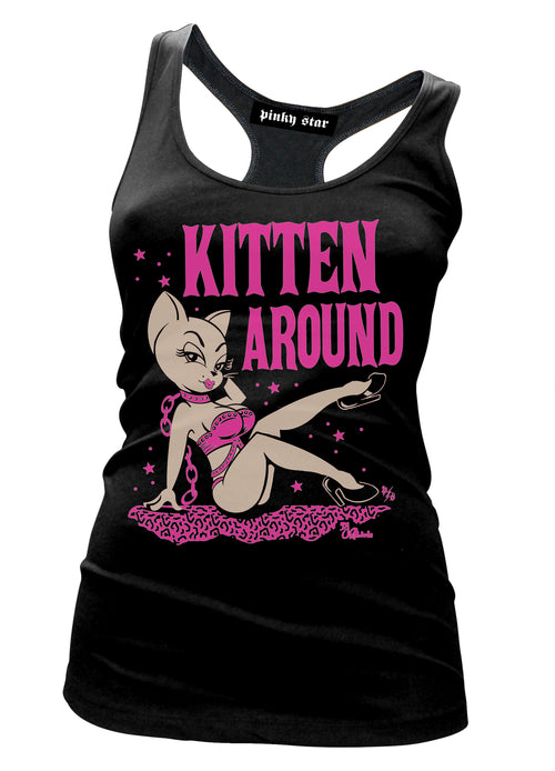 pinky star - kitten around tank top